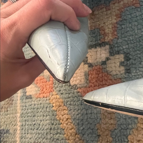 Zara blue leather croc pointed heel boot size 6 - Picture 9 of 11